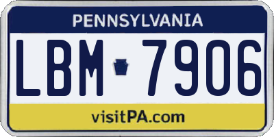 PA license plate LBM7906