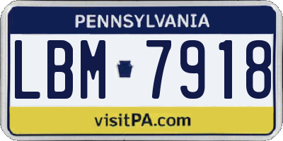 PA license plate LBM7918