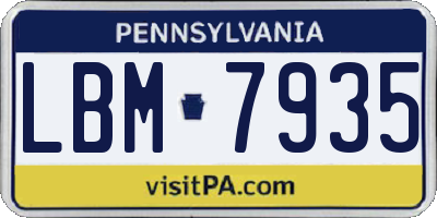 PA license plate LBM7935