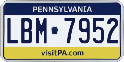 PA license plate LBM7952