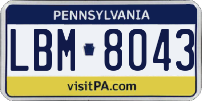 PA license plate LBM8043