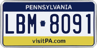 PA license plate LBM8091