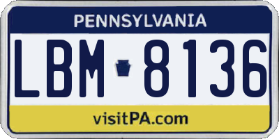 PA license plate LBM8136