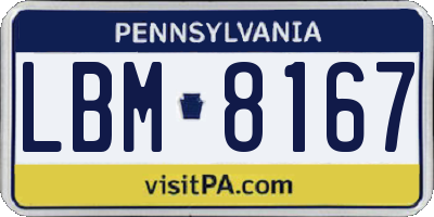 PA license plate LBM8167
