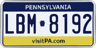 PA license plate LBM8192