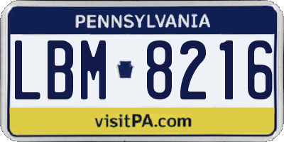PA license plate LBM8216