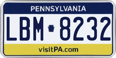 PA license plate LBM8232