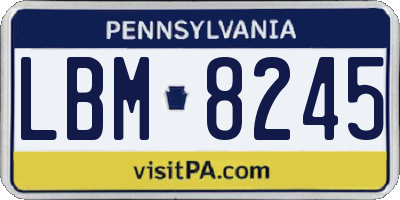 PA license plate LBM8245