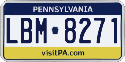 PA license plate LBM8271