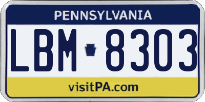 PA license plate LBM8303