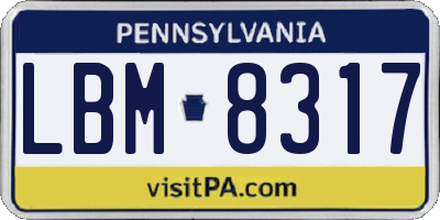 PA license plate LBM8317