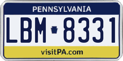 PA license plate LBM8331