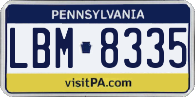 PA license plate LBM8335