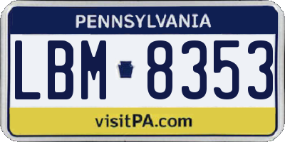 PA license plate LBM8353