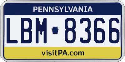 PA license plate LBM8366