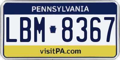PA license plate LBM8367