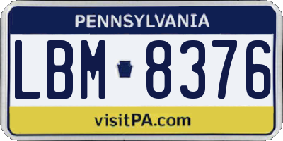 PA license plate LBM8376