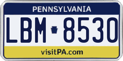 PA license plate LBM8530