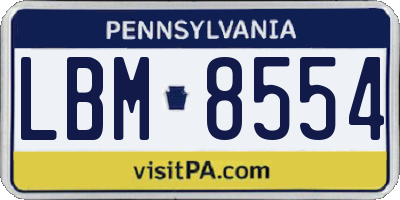 PA license plate LBM8554
