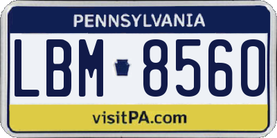 PA license plate LBM8560