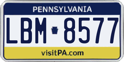 PA license plate LBM8577