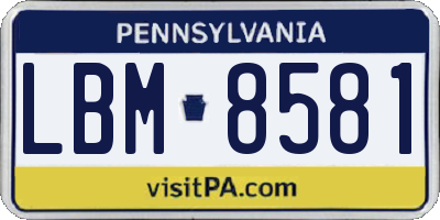PA license plate LBM8581