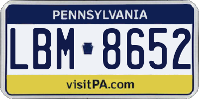 PA license plate LBM8652