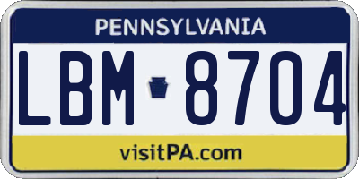 PA license plate LBM8704