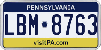 PA license plate LBM8763