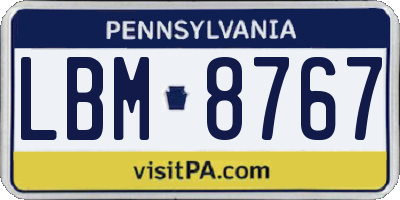 PA license plate LBM8767