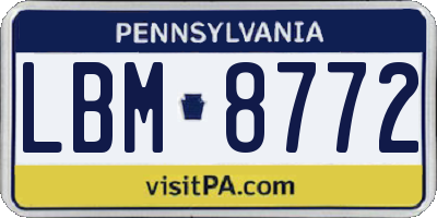PA license plate LBM8772