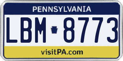 PA license plate LBM8773