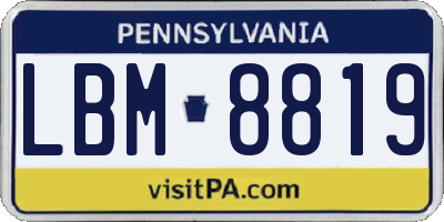 PA license plate LBM8819