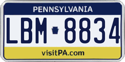 PA license plate LBM8834