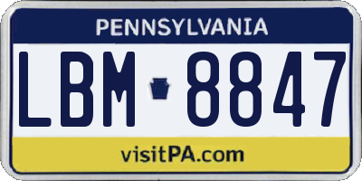 PA license plate LBM8847
