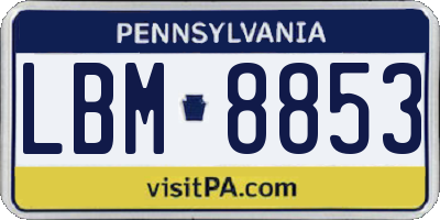 PA license plate LBM8853