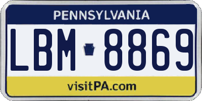 PA license plate LBM8869