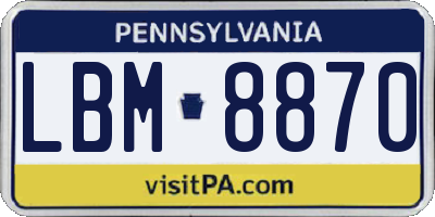 PA license plate LBM8870