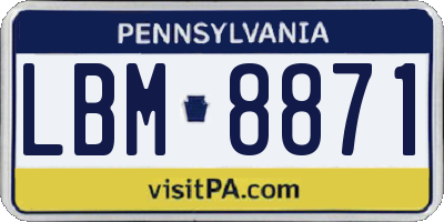 PA license plate LBM8871