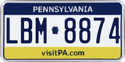 PA license plate LBM8874