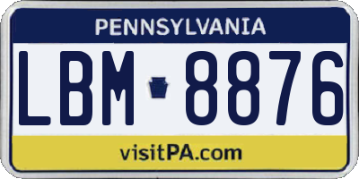 PA license plate LBM8876