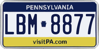 PA license plate LBM8877