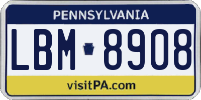 PA license plate LBM8908