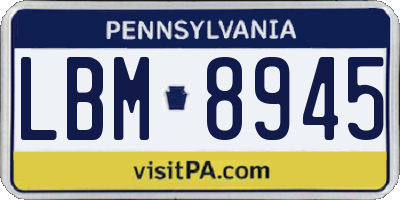 PA license plate LBM8945