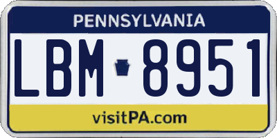 PA license plate LBM8951