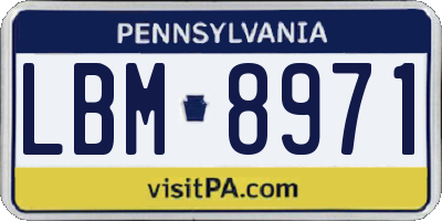 PA license plate LBM8971