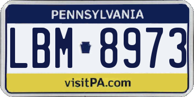 PA license plate LBM8973