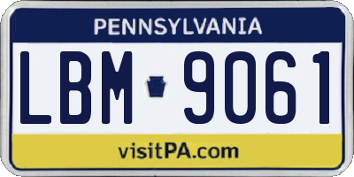 PA license plate LBM9061
