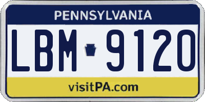 PA license plate LBM9120