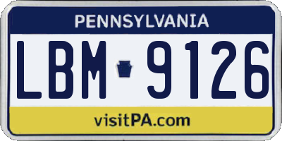 PA license plate LBM9126